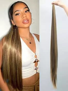 32-дюймовые синтетические гибкие накладные волосы для хвоста, черные, светлые, длинные, прямые, для женщин, для ежедневного использования 32inch