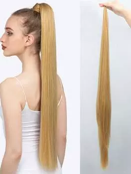 32-дюймовые синтетические гибкие накладные волосы для хвоста, светлые длинные прямые накладные волосы для женщин, ежедневное использование 32inch