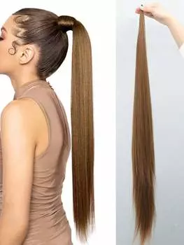 32-дюймовые синтетические гибкие накладные волосы для хвоста, светлые длинные прямые накладные волосы для женщин, ежедневное использование 32inch