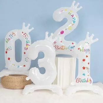 32-дюймовые стоячие воздушные шары с цифрами 0-9, белая корона, воздушные шары на день рождения «С Днем Рождения», украшение для празднования дня рождения 32inch