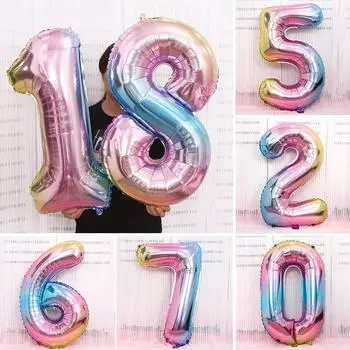 32-дюймовые толстые градиентные цветные шары для украшения дней рождения и вечеринок по случаю первого года жизни 32 inch number 0