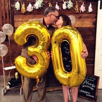 32-дюймовые золотые цифровые шары 0-9, подходят для украшения дней рождения, праздников и годовщин