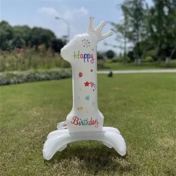 32-дюймовый белый подставка с цифрами, мини-корона, воздушный шар 0, 1, 2, 3, 4, 5, 6, 7, 8, украшение на 9-й день рождения, детские игрушки, гелиевые шары 32 Inch