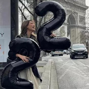 32-дюймовый черный цифровой фольгированный шар годовщина свадьба день рождения украшение вечеринка взрослый детский душ цифровой шар 32inch