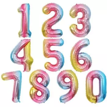 32-дюймовый градиент цвета 0-9 номер алюминиевая пленка воздушный шар на день рождения, свадьбу, вечеринку, украшение, воздушный шар 1 разноцветный