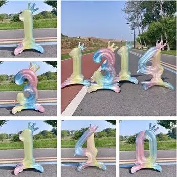 32-дюймовый красочный стоячий воздушный шар из алюминиевой фольги с цифрой 0-9 на день рождения, свадьбу, годовщину, магазин, праздник, вечеринку, украшение, воздушный шар 1PC (color random)