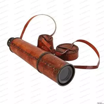 32-дюймовый латунный телескоп ручной работы капитана корабля с шпионским стеклом и кожаным футляром.