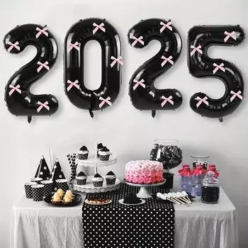 32-дюймовый розовый бант, черный алюминиевый пленочный цифровой воздушный шар, воздушный шар для украшения свадьбы и вечеринки в День святого Валентина