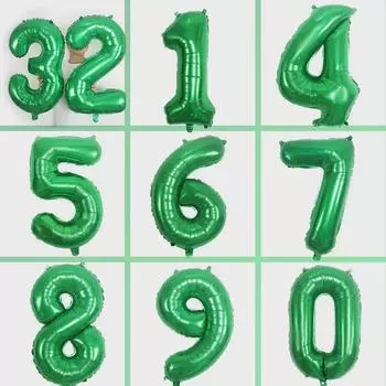32-дюймовый средний темно-зеленый цифровой алюминиевый фольгированный шар (Цифры 0-9) для украшения дня рождения number 3 зелёный