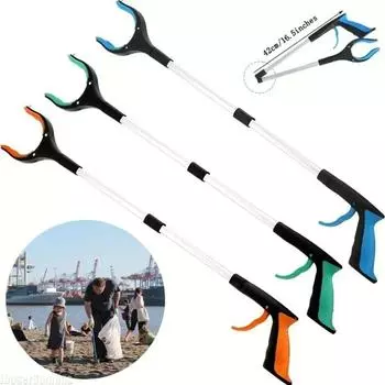 32-дюймовый захват-подборщик с вращающимся на 360 ° зажимом, легкий и прочный захват для пожилых людей, бытовые инструменты для уборки мусора синий