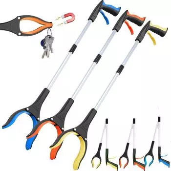 32-дюймовый захватный инструмент, складной захватный инструмент с вращающейся на 360° челюстью и магнитом, верхний легкий захват для сбора мусора оранжевый