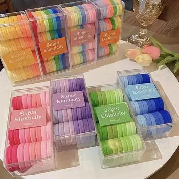 32-х шт. эластичные резинки для волос для девочек — прочные, не повреждаются, идеально подходят для лета F911 зелёный