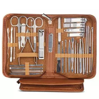 32 комплекта маникюрных ножей из нержавеющей стали, профессиональные маникюрные инструменты коричневый/серебряный