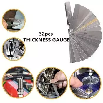 32 лезвия сплава дальномер щуп клапан обучающий щуп зазор 0.04-0.88 мм медный лист измерительный инструмент серебряный