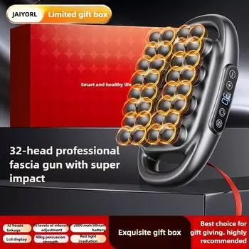 32 Массажные головки Массажный пистолет Глубокотканный Мышечный Профессиональный Высококачественный Беспроводной Частотная вибрация Красный свет Массажер Type c charge