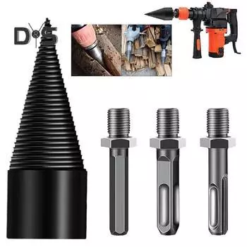 32-миллиметровое сверло по дереву с 3 ручками, съемное стальное сверло для колки дров, конусообразное сверло для колки дров для электрической дрели A