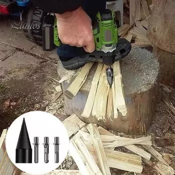 32-миллиметровое сверло по дереву с 3 ручками, съемное стальное сверло для колки дров, конусообразное сверло для колки дров для электрической дрели A