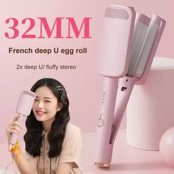 32 мм французские волнистые щипцы для завивки V-образной формы с керамическими большими волнами щипцы для завивки волос против ожогов глубокая волна щипцы для завивки инструмент для укладки коротких длинных волос US Plug фиолетовый