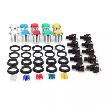 32 мм маленькая круглая посеребренная кнопка с подсветкой кнопка переключения игровой консоли аркадная кнопка