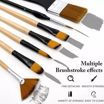 32 Pcs Paint Brushes for Acrylic Painting, Premium Nylon Bristles with Round, Filbert, Flat, Fan, Angle, Fine Detail Brush, Pain белый