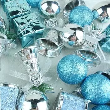 32 Pcs/set Lake Blue Christmas Lotto Pack Pendant Christmas Tree Ornaments Christmas Pendant синий