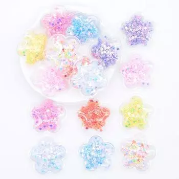 32 шт., 32 мм, блестящие цветочные прозрачные пластиковые аппликации с блестками для DIY, кулон, головные уборы, шпилька, лента, декор, аксессуары разноцветный