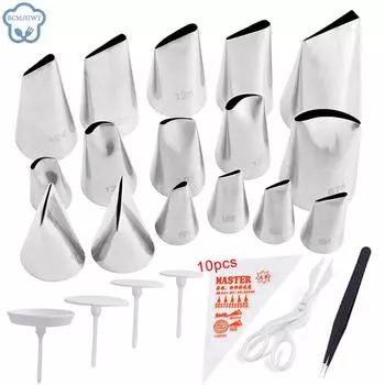 32 шт. Кондитерские мешки, кухонные насадки для торта «сделай сам», глазурь для торта, крем, инструменты для украшения торта, многоразовые кондитерские мешки + 16 насадок, набор 32PCS