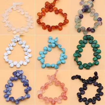 32 шт./нитка, бусины из натурального камня с горизонтальным отверстием, ручная работа в форме капли, хрустальный агат, свободные бусины-разделители для изготовления ювелирных изделий, аксессуары «сделай сам», 10x12 мм 32Pcs/Strand,10x12mm