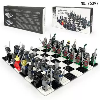 32 шт. Средневековый лев против. Grizzly Bear шахматная доска строительные блоки детские строительные блоки игрушка