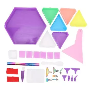 32 шт. Стразы для художественной росписи, шестиугольный лоток, сортировщик, пластиковые и металлические наконечники для ручек, кисти