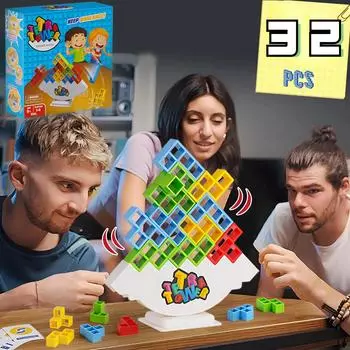32 шт. Tetra Tower Fun Balance Stacking Building Blocks Настольная игра для детей, взрослых, друзей, команды, общежития, семейной игры, вечеринки разноцветный