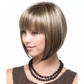 32 СМ Мода Девушка Золотой Парик Парик Короткие Полный Прямые Волосы