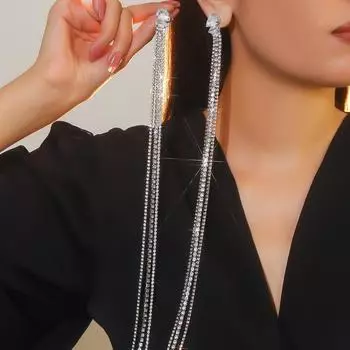 32 см сверхдлинные три линии швензы роскошные блестящие серьги-подвески женские серьги индивидуальные преувеличенные серьги 1 пара