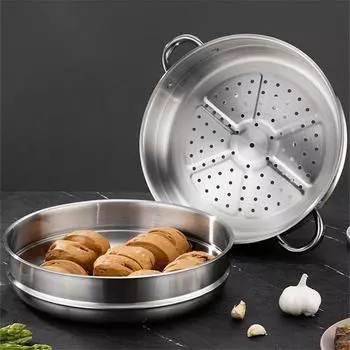 32 см утолщенная нержавеющая сталь пищевая паровая стойка рисоварка двойная ушная посуда пароварка для пельменей кухонные принадлежности для приготовления пищи
