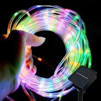 32м/22м/12м/7м солнечный светодиодный светильник для улицы, сада, рождественские украшения, солнечный шнур, гирлянда, эльфийский пояс, двор, садовые перила, ландшафтное освещение Wire 7M 50LED белый