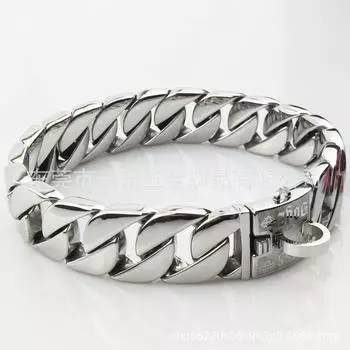 32Mm Stainless Steel Pet Supplies Dog Collar Bully Dog Collar Durbin Cuban Chain Dog Neck Collar Chain 30cm