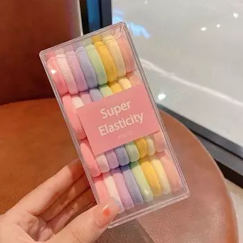 32PCS Colored Hair Circles, No Harm to Hair, High Horsetail Hair Rope, Tie Head Rope, High Elastic Box Set of Rubber Bands.