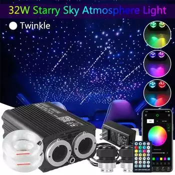 32 Вт Twinkle Dual port Fiber Optic Star Ceiling Kit с RGB Meteor effect APP Car Roof stars Fiber Optic Starry Sky Car Ceiling