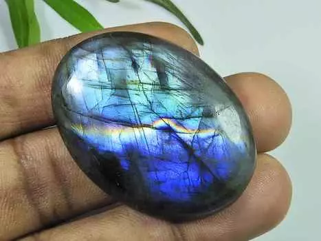 32X43MM натуральный лабрадорит многоцветный фиолетовый овальный кабошон россыпью драгоценный камень 85 карат. СК-4063