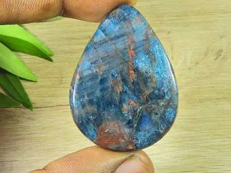 32X45X5MM Natural Blue Apatite Pear Healing Crystal Cabochon loose Gemstone RQ-2236