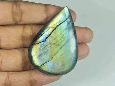 32X47MM Multi Fire Лабрадорит Груша Кабошон Россыпью Натуральный Драгоценный Камень 91Cts. СК-3943