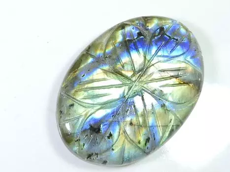 32X48MM натуральный лабрадорит, резной овал, дизайнерский россыпью драгоценный камень 105 карат SK-1364