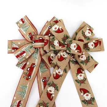 32x62cm Large Christmas Bow Berry Snowflake Christmas Flower Printed Ribbon Big Bow for Christmas Tree Home New Year Decoration as show