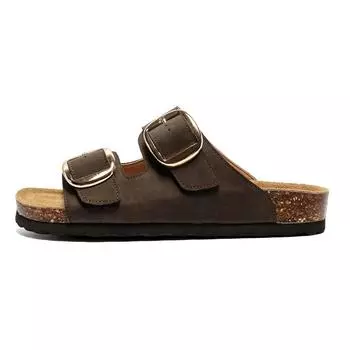 3307 лето новые сандалии пара кожа книга мягкая подошва уличная обувь тапочки один педаль дышащая ленивая обувь 35-Female code