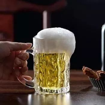 330 мл/360 мл волнистая текстура винная кружка большая емкость стеклянные хрустальные пивные бокалы с ручкой чайная кружка бар клуб вечеринка пивные бокалы 0.25L