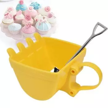 330 мл ведро экскаватора, чашка для мороженого с лопаткой из нержавеющей стали, кофейная кружка, чашка для чая, контейнер для молочного сока для использования на кухне жёлтый