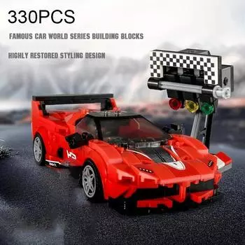 330 шт. Красные строительные блоки для модели спортивного автомобиля, городские гоночные автомобили, сборочные комплекты, детские развивающие игрушки, рождественский подарок withbox чёрный/красный