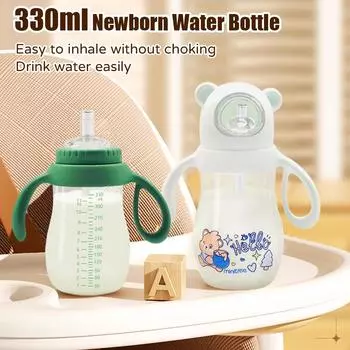 330ml large-capacity children s straw cup, water cup, baby learning cup, portable cartoon shape, beverage cup