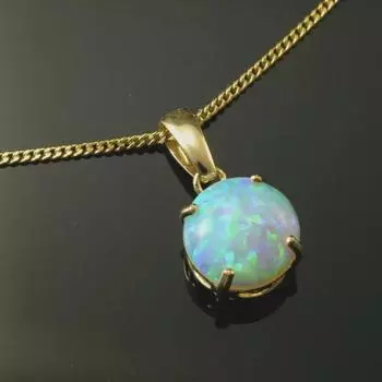 333 Fine Gold Chain with Opal Pendant in 8.5mm Size 8.mm Length 8.5mm
