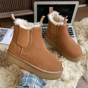 3350 autumn and winter snow boots thick-soled heightened men and women couples genuine leather stars winter velvet thickened cotton shoes 35